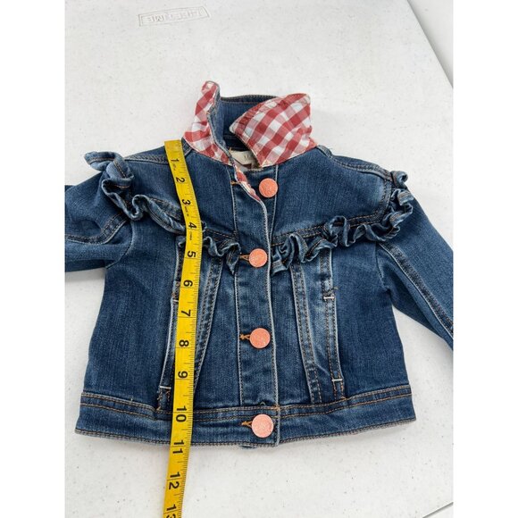 Matilda Jane Girls Size 2 Ruffled Gingham Denim Jacket Boho Whimsical - Picture 7 of 13